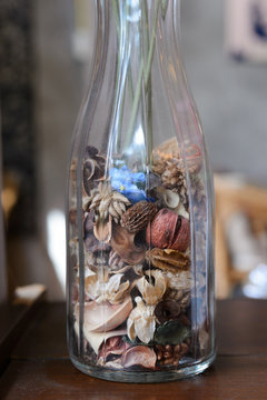Dried flowers in glass vase