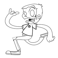 black and white screaming boy running