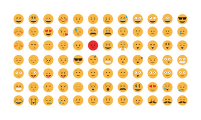 Set of flat emoticon vector isolated on white background. Emoji vector. Smile icon collection. Emoticon icon web.
