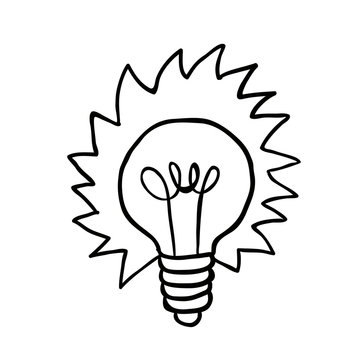 black and white shiny lightbulb