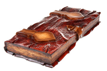 old backgammon in a beautiful wooden box closeup on white isolated background