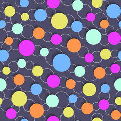 Abstract seamless pattern with colored circles and soft shadow. 3d effect. Vector eps10
