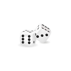Isolated object. White dice on a white background. Realistic obj