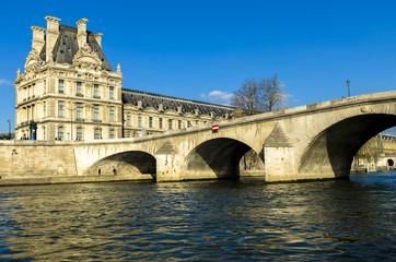 Louvre Museum in Paris from the Seine river