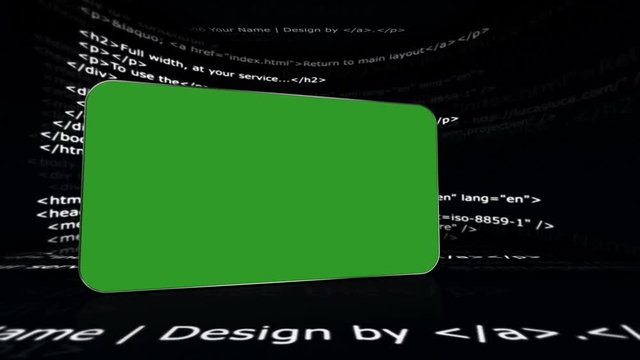 HTML Code Room, with Green Screen and Alpha Channel, Loop, 4k
