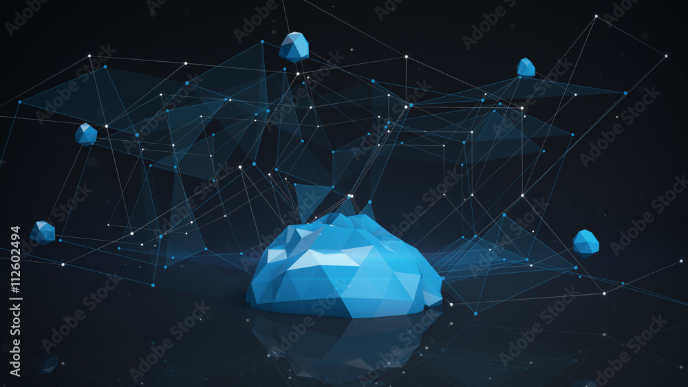 Poster futuristic network shape. abstract 3d render