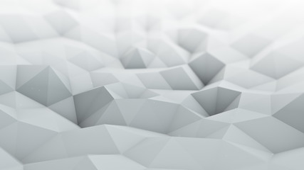White polygonal surface waving 3D rendering