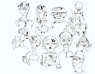 Set Of Drawn Characters