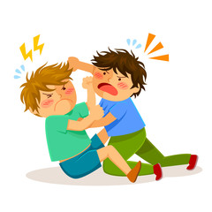 two boys hitting each other on a fight