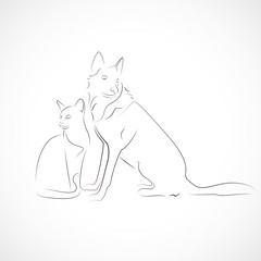silhouette chat et chien