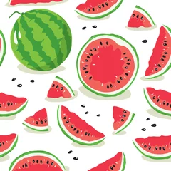 Velours gordijnen Watermeloen Schijfje watermeloen/Naadloos patroon met plakjes watermeloen
