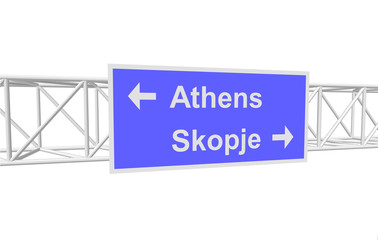 3dl illustration of a road sign with directions