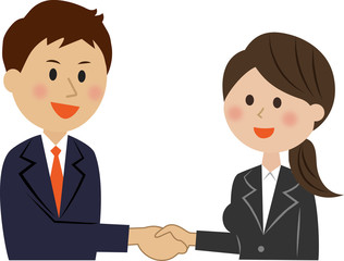 ビジネスマン　握手　男女