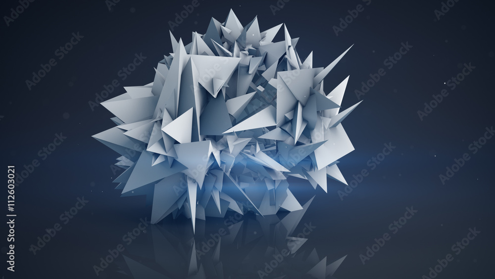 Poster polygonal shape abstract 3d render