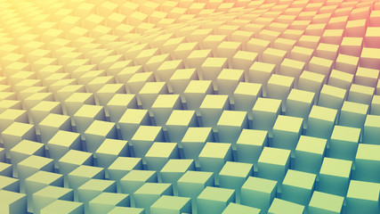 Checkered cubes surface waving. Abstract 3D render
