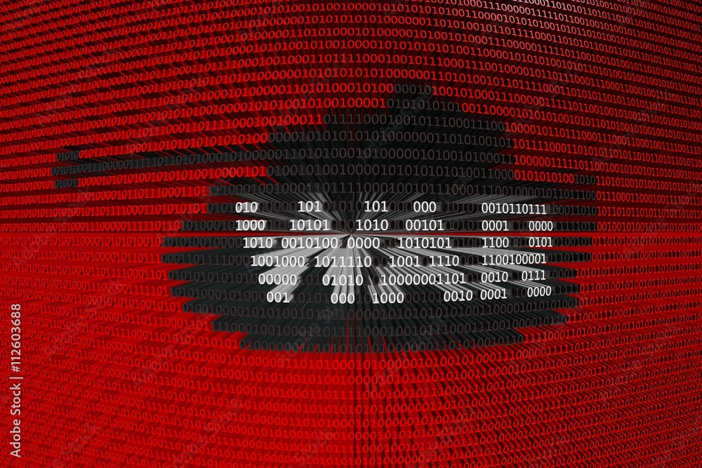 Aufkleber cyber war tank in the form of binary code 3d illustration