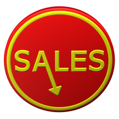 Concept: word sales with arrow. 3D rendering.