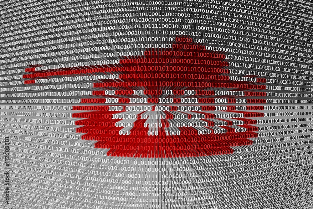 Poster cyber war tank in the form of binary code 3d illustration