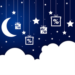 Elements of paper clouds and stars on a string