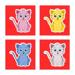 Illustration of Very Cute Cats set
