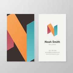 Business card isometric logo letter N vector template. - 112604460