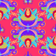 Abstract seamless pattern with ornament elements bright background. Design for wallpapers and textile print