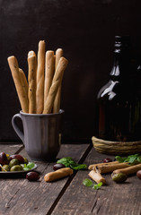 Grissini with olives