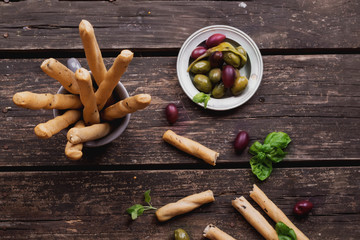 Grissini with olives