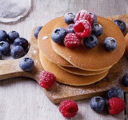 Pancakes with Berries and tea