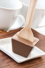 Hot chocolate on a spoon