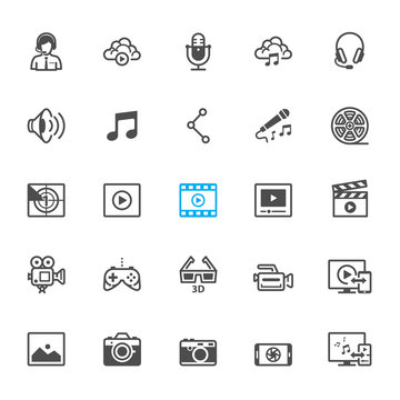 Multimedia icons with White Background
