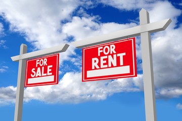 3D rent or buy house concept