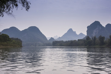 The beautiful karst mountains and river scenery in Guilin, China