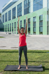 Fototapeta premium Fit woman working out on the city