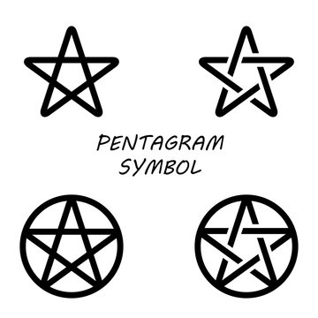 Vector black pentagram icon set