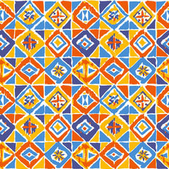 geometric mosaic ikat pattern in vector