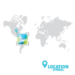 Fototapeta na wymiar Location symbol. Map pointer, GPS location icon, world map.