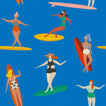 Set of surf girls