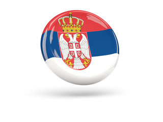 Obraz premium Flag of serbia. Round icon