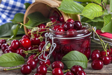 healthy local organic cherries ready for canning