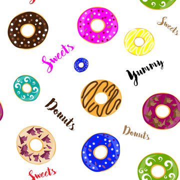 Vector donuts pattern. Seamless pattern background. Vector illustration