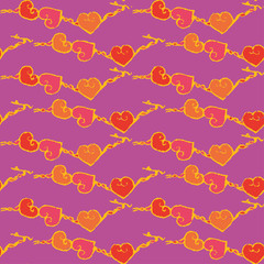 Ethnic boho seamless pattern with hearts. Print. Repeating background. Cloth design, wallpaper.