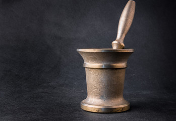 Bronze ancient mortar and pestle.