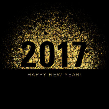 Gold dust on a black background with New Year numerals