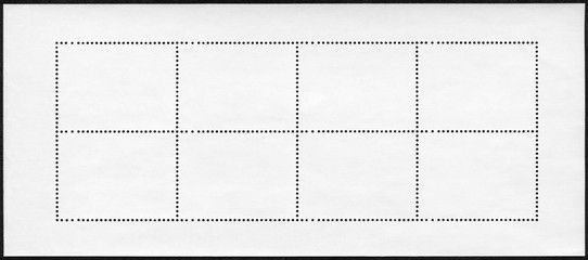 Blank postage stamp block souvenir sheet on black background