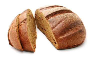 Pieces of rye bread isolated on a white background