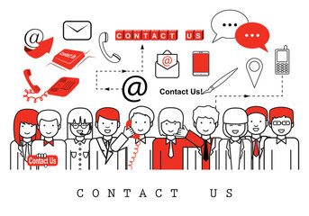 Business People-Contact Us-On White Background-Vector Illustration, Graphic Design