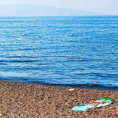 rock sea     and     beach   in  europe greece the mykonos islan