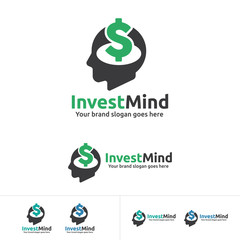Invest mind Logo, human head with Dollar sign Icon