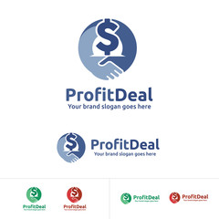 Profit Deal Money Logo, Business Partner with Dollar Sign Icon